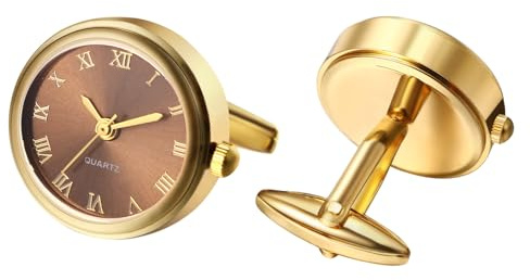 JewelryWe Herren Uhren mit Manschettenknöpfen Taschenuhr: Analog Quarz Manschettenknopfuhr Runde Römische Ziffern Zifferblatt Uhr Cufflink Watch Gold/Silber Geschenk für Männer