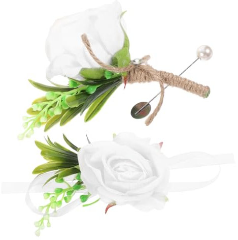 VALICLUD 1 Satz Ansteckblume am Handgelenk hochzeitsdeko hochzeitsstrauß blumenarrangement blumenstecker Anzüge Ansteckblume für Hochzeitsfeiern Handgelenksblumen der Brautjungfer Weiß