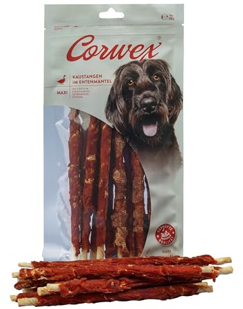 Corwex tuggstång Maxi (8 x 300 g, anka) täckt med kött, spannmålsfri, premium tuggsnack för känsliga hundar