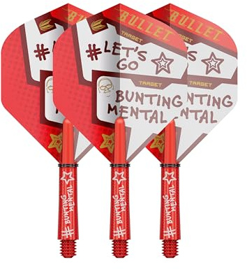 Target Darts Stephen Bunting Flight and Shaft Kit, No.2 Flight, Short Stem | Red, White and Black Pro Ultra Flights and Pro Grip Shafts, Professional Darts Accessories