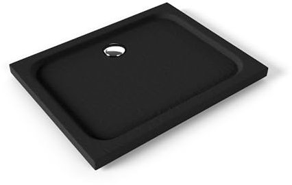 Moments of Glass Duschwanne SHIMMER STONE 100x120 cm in Schwarz, flache rechteckige Duschtasse aus langlebigem Sanitäracryl in Schieferoptik inkl. Ablaufgarnitur (Siphon) mit Geruchsverschluss