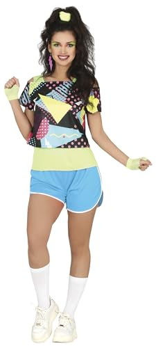 FIESTAS GUIRCA | 80er Jahre Gymnastin Kostüm für Damen - Shirt, Hose und Sportanzug - Aerobic, Retro und Vintage Kostüme für Kostümpartys und Karneval - Mehrfarbig