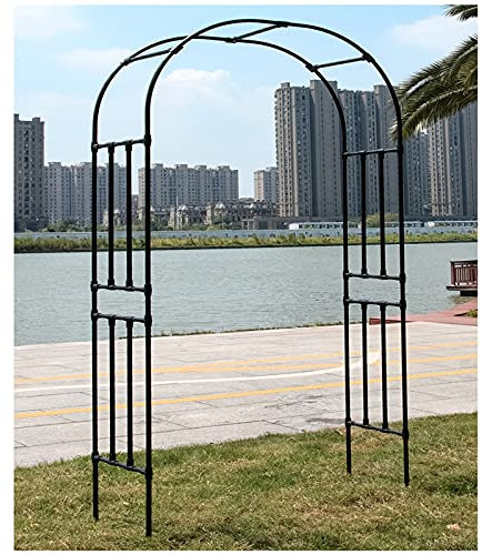 Arche de jardin en métal de 2,4 m - Tonnelle autoportante pour rosiers et plantes grimpantes - Arche noire robuste pour décoration de jardin extérieure