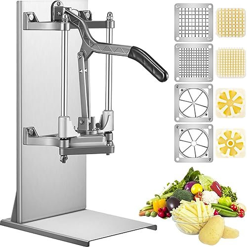Taglierina commerciale per patatine fritte, taglierina per patate a cubetti, taglierina per patate con lame da 1/4″ e 3/8″, taglierina da 6 spicchi e scoraggiatore per mele da 6 spicchi, taglierina