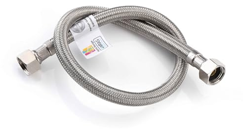 Home Range 3/8 x 3/8 BSP (500mm) Flexible Connector Hose | WRAS Approved | Braided Stainless Steel Hose Pipe for Plumbing & Kitchen Use | Available in 2 Lengths | 10 Bar Pressure, 90°C, BSP Female