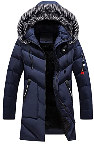 Abrigo de plumón largo de invierno para hombre, parka acolchada negra con capucha de piel, chaqueta gruesa aislante y resistente al viento para frío extremo, ropa exterior cálida resistente al agua