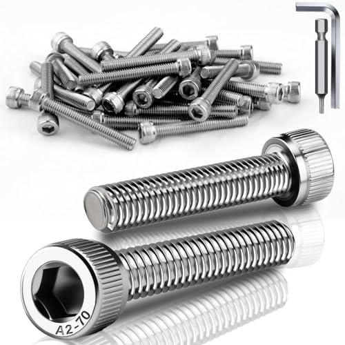 TXXATX 25 Piezas Tornillo Cilíndrico M6x25 mm Tornillos Cabeza Hexagonal DIN 912 de Acero Inoxidable A2 V2A Tornillos de Cabeza Allen Rosca Completa Para Reparación de Maquinaria de Muebles