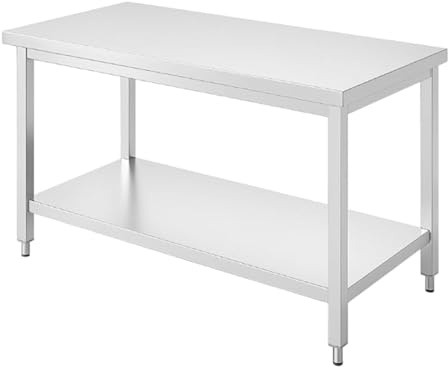 Générique Table INOX Centrale Professionnelle 180 x 70 cm | Avec Étagère, Plan de Travail Cuisine