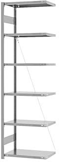 eurokraft | Steckregal | Bauart leicht | einseitig | HxBxT 2500 x 750 x 400 mm | verzinkt | Anbauregal
