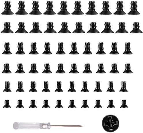BRECAVE Laptop Screws Kit Black Laptop Notebook Computer Replacement Screws Assortment Kit M2 M2.5 M3 Carbon Steel Flat Head Phillips Mini Set 60 Pcs