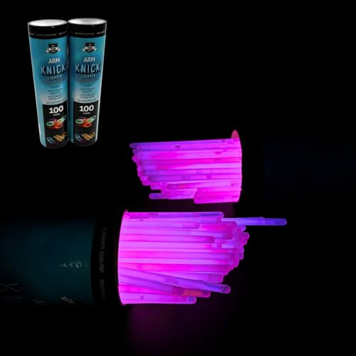 KNIXS Knicklichter- 200 Stück Leuchtstäbe - Pink inkl. 2D Verbinder für Partyspaß