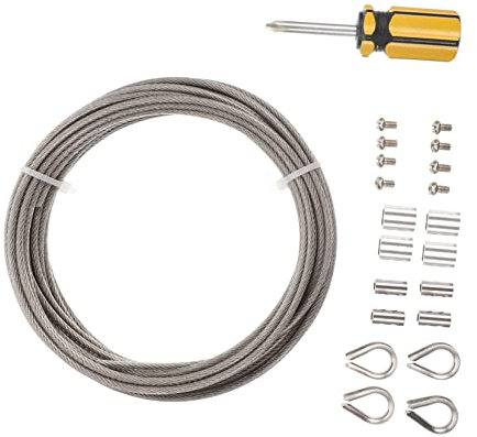 Zerodeko Kabel Klemmen Set mit Edelstahl Draht für Garten Stahlseil Crimp-hülsen-set zum Aufhängen Zubehör für Terrassengeländersystem und Außenbereich