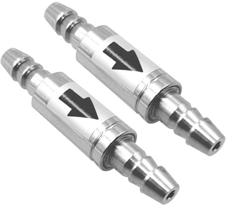 HAPPOW 2 Stück CO2 Rückschlagventil Aquarium, Einweg-Rückschlag Ventil aus Edelstahl, Rückschlagventil 6mm Außendurchmesser/4mm Innendurchmesser, für Kohlendioxidsysteme von Aquarien