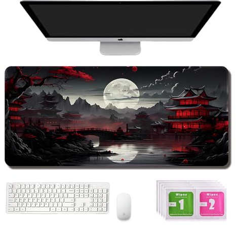 Großes Gaming Mousepad XXL 900 x 400 mm, Schreibtischunterlage Gamer Mouse Pad Multifunktionales Office Mousepad mit 5 Wattepads Nähten den Rändern Unterseite aus rutschfestem Gummi Für Laptop Home