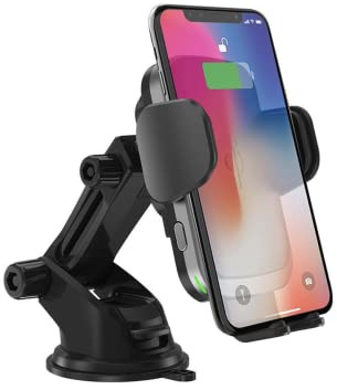 CarMate M1 - Soporte inalámbrico para cargador de coche, carga rápida de 18 W, sujeción automática, color negro