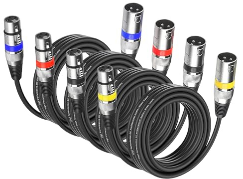 YOZAIUUI 4 Packs XLR Cables 5M: Microphone 3 Pin Dmx Cables XLR Male to Female, Hi-Fi Sound Quality, Compatible with Microphones, Mixers, DMX Stage Lighting, Speakers