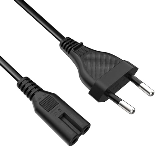 50084 Câble d'alimentation Euro mâle à 2 pins Euro Double Femelle Droit/Cable Alimentation PS5, PS4, Xbox/Type C & C7 Femelle Universel câble Chargeur/Noir / 1,5m