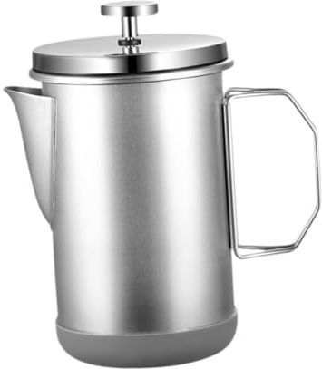 Gcljlmy Cafetera de prensado francés, 1 L, resistente al calor, sin posos de café, tetera de espresso para café, oficina, hogar (plata)