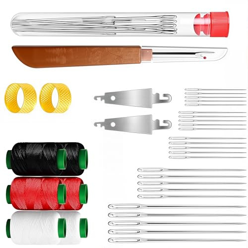 37PCS Sewing Tool Set, New Big Eye Steel Sewing Needles Kit, Stainless Steel Needles for Hand Sewing Kit, Portable DIY Hand Made Craft Set for Lovers