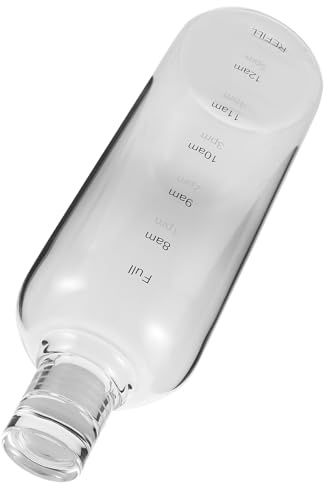 BESPORTBLE Vaso de Agua de Vidrio Transparente 1000 Ml con Marcador, Botella Portátil Reutilizable para Viajes, Gimnasio y Oficina, Resistente al Calor, Diseño Grande y Ligero