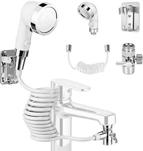 Douchette à main pour lavabo - Douchette de lavabo avec tuyau et support - Douchette flexible pour le lavage des cheveux - Idéal pour les personnes handicapées, les personnes âgées et les nouveau-nés