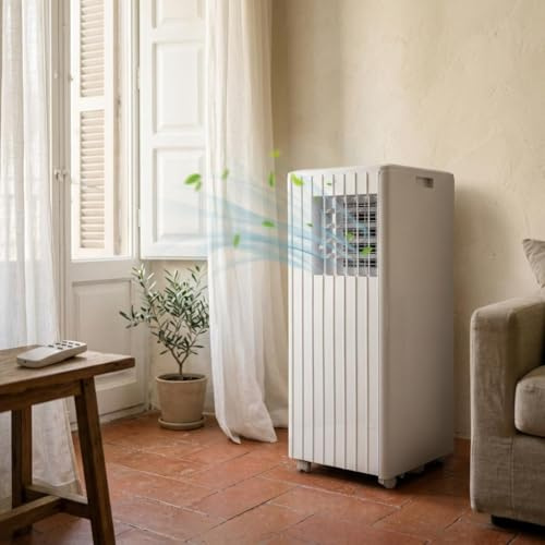 GarveeMore Aire Acondicionado Portátil 7000 BTU, 3 en 1, Clase A, 2.05 kW, Deshumidificador 36 L/Día, Silencioso 51dB, 18.6-27.9 m², con Kit Ventana, Blanco
