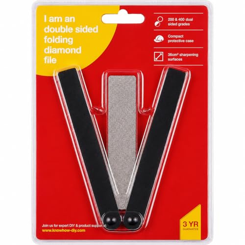 Double Sided Folding Diamond File Sharpener | 200 & 400 Grit Sharpening Tool | Portable Folding Knife Sharpener for Knives, Scissors, Chisels & DIY Tools