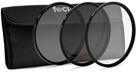 Focus Camera 82 mm 3-Piece Camera Lens Filter Kit with UV, CPL & ND - UltraViolet, Circular Polarizer/Linear, and Neutral Density
