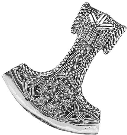 Kiss of Leather Colgante del martillo de Thor de plata de ley 925 n.º 347, Plata esterlina, Sin piedras preciosas