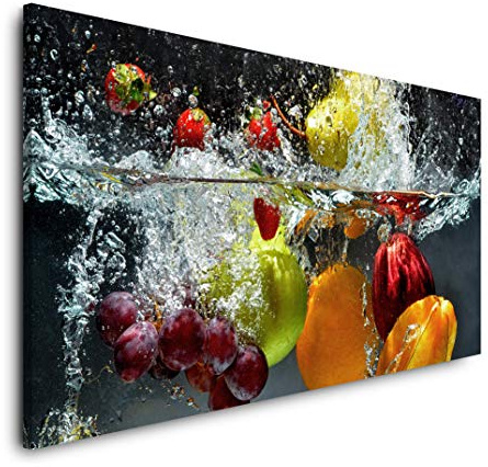Obst und Gemüse in Wasser 120x 60cm Panorama Leinwand Bild XXL Format Wandbilder Wohnzimmer Wohnung Deko Kunstdrucke