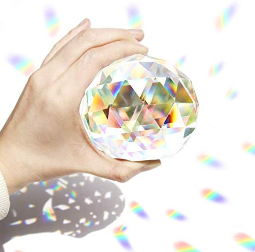 Hey_you Klar geschnittene Kristall Suncatcher Ball Prismen Glaskugel Facettierte Gazing Ball Fenster Regenbogen Maker Kristalle für Wohnkultur Weihnachten Hochzeit Sonnenfänger