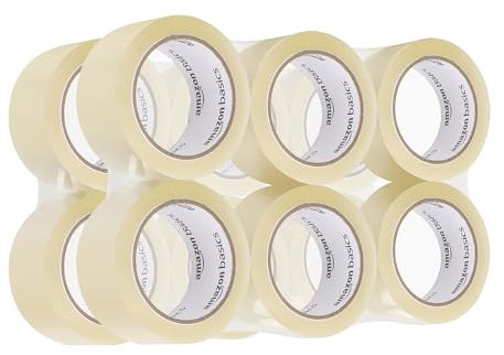 Amazon Basics Lot de 12 Ruban adhésif d'emballage, 48 mm ​​x 66 m, épaisseur 0.047mm, Transparent