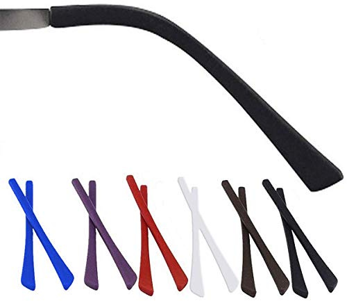 Eyeglass End Tips, 6 Pairs Silicone Anti-Slip Ear Sock Pieces Tube Eyewear Soft Replacement Tips for Thin Metal Eyeglass Sunglasses Legs(6colors) …