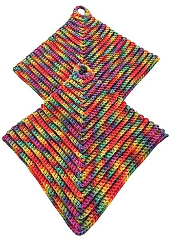 Dicke Klassische gehäkelte Topflappen, ca. 19 x 19 cm - bunt