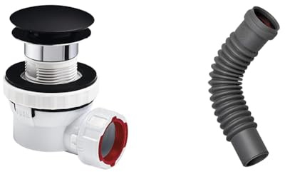 Wirquin lot de 2 : 1 ensemble bonde et siphon Nano 6.7 ultra compact noir + 1 magicoude M/F D32 à emboîter