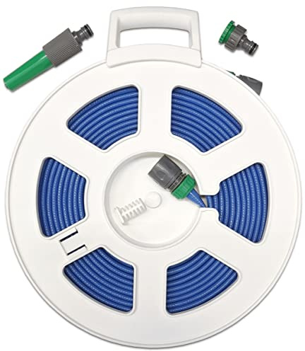 NEW Model - 7.5m Premium Flat Garden Hose on Reel with Fittings