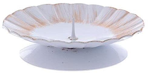 Holyart Portacandela spuntone Centrale Ferro Bianco e Oro 8,5 cm