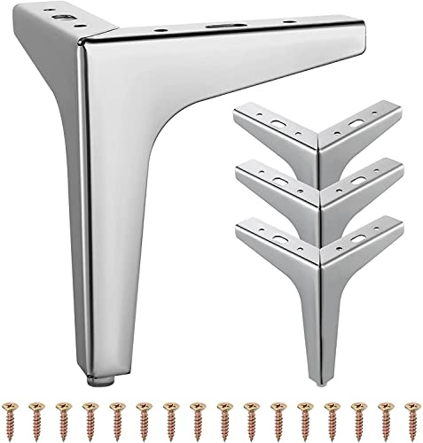 Knpwer 4 stycken triangulära möbelben i metall, moderna triangelben för garderob, soffa stol (17 cm)