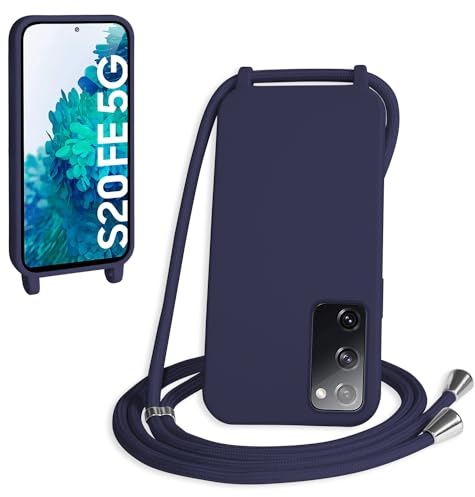 WenBaby Handykette für Samsung Galaxy S20 FE Hülle mit Band,Handyhülle mit Schnur zum Umhängen Silikon Seil Necklace Schutzhülle mit Kordel Tasche Case TPU Bumper für Galaxy S20 FE- Marineblau