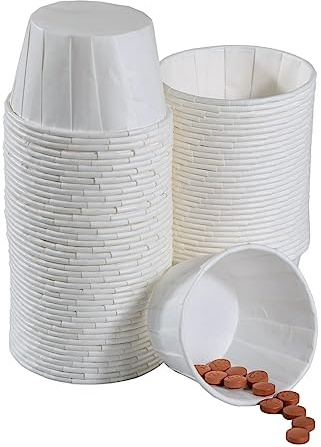 Vakly 3.5 oz Disposable Paper Souffle Cups [100 Pack] – Portion Cups for Medicine, Medication, Samples, Condiments, Tasting, Food & Dessert Serving