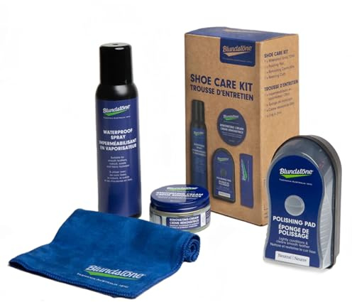 Blundstone Shoe Care Kit for Leather Boots – Includes 50ml Renovating Cream, Buffing Cloth, 125ml Waterproof Spray and Polishing Pad – Footwear Conditioner, Surface Guard & Polish Solution, Rustic