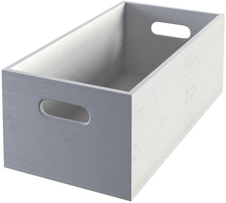 KD Essentials Scatola portaoggetti & scatola organizzatrice L bianco, priva di plastica e amica dell'ambiente, in 100% di bambù, impilabile e resistente – scatola organizzatrice