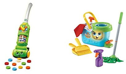 LeapFrog Pick Up and Count Vacuum & Clean Sweep Mop & Bucket | Interactive Pretend Play Set with Sound & Music | Suitable for Boys & Girls 2-5 Years
