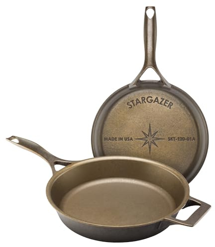 Stargazer 12-Inch Cast Iron Skillet | Made in USA, Seasoned, Premium Frying Pan for Grilling, Searing, Baking & More – Durable Cast Iron with Smooth Cooking Surface