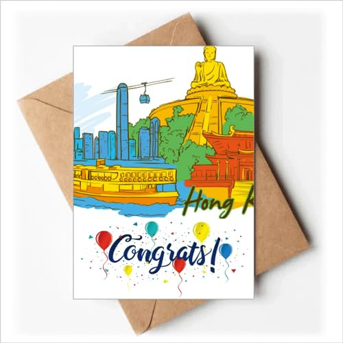 China Hong Kong Victoria Aquarell Hochzeit Karten Glückwünsche Gruß Umschläge