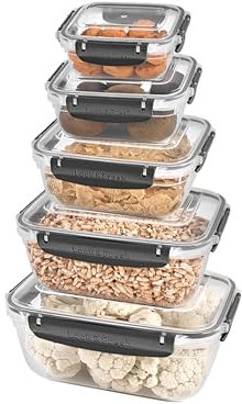 uandu Frischhaltedosen mit Deckel für Lebensmittel 5er, Tupperdosen Set, Vorratsdosen Luftdicht, Meal Prep Boxen, Mikrowellengeschirr mit Deckel und Gefriergeeignet, BPA frei Kunststoff