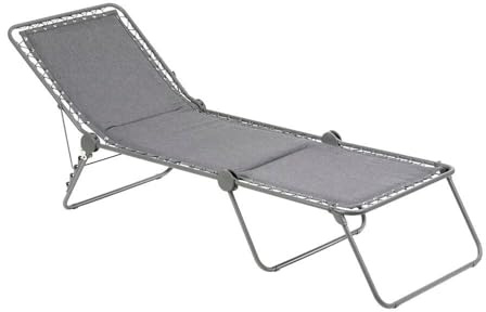 Lafuma MOBILIER - Gepolsterte Klappbare Sonnenliege/Gartenliege - Siesta L - LightComfort® - Grau Ombre LFM5262_9929-5 Jahre Garantie