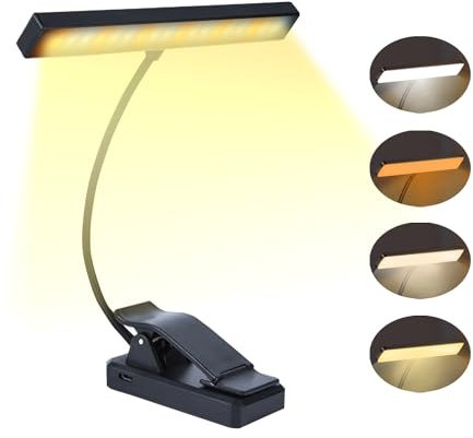 CCHKFEI Leselampe Buch Klemme, USB Led Klemmleuchte Akku Wiederaufladbare mit 18 LEDs, 4 Farbtemperatur Modi, 3 Helligkeitsstufen Faltbare Buchlampe für Nachtlesen, Buch, Bett, Büro, Reisen