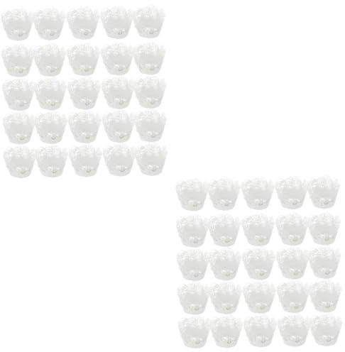 MAGICLULU 50 Stück Mini-Muffin Kuchenverpackungen Tasse Kuchen Pappbecher Muffinverpackung aus Spitze Muffinpapier Packpapier Backpapier Dessert-Wraps aushöhlen Geschenkpapier Nachtisch Weiß