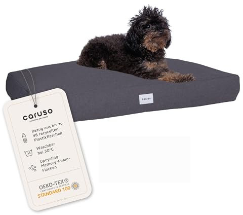 Caruso Recycling Hundebett L wasserabweisend - für Grosse, mittelgroße und kleine Hunde, ergonomisch, Hundekissen waschbar, Abnehmbarer Bezug, Hundebett orthopädisch durch Memory Foam, schwarz